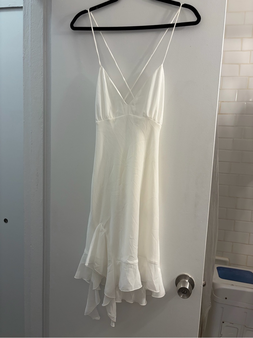 Zara Ivory Slip Dress with Double Spaghetti Straps